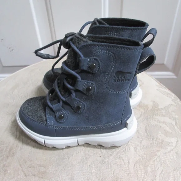 new SOREL EXPLORER girls Navy Blue LACE INDIA winter boots Sz 9